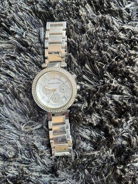 Michael Kors Silver Crystal-Trim Chronograph Watch